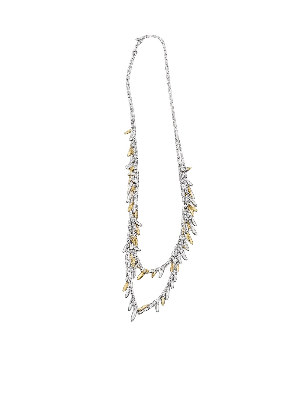 Stella & Dot Two-Tone Leaf Layered Necklace - Silver & Gold